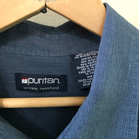 Puritan Button-Down Collar Shirt: Short Sleeves, Navy Men’s Size 2XL - Picture 3 of 7
